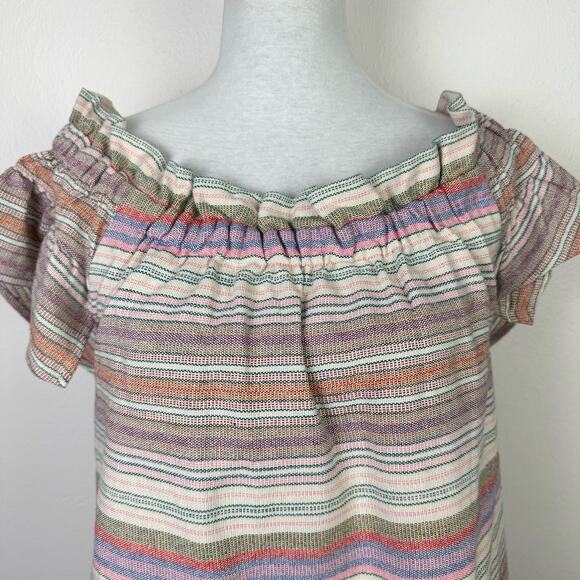 Corey Lynn Calter | Dion Yarn Dyed Off the Shoulder Stripe A-line Dress Pockets - Picture 5 of 12